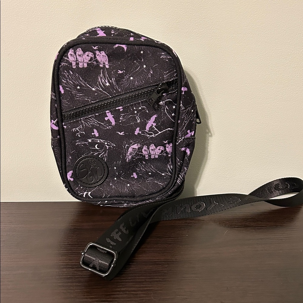 Elegant Black and Purple Crossbody Bag